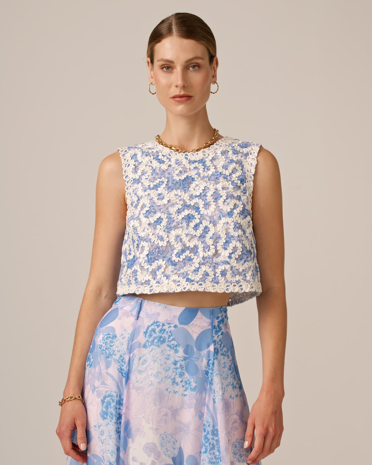 Embroidered Top, Blue Bloom. Image #1