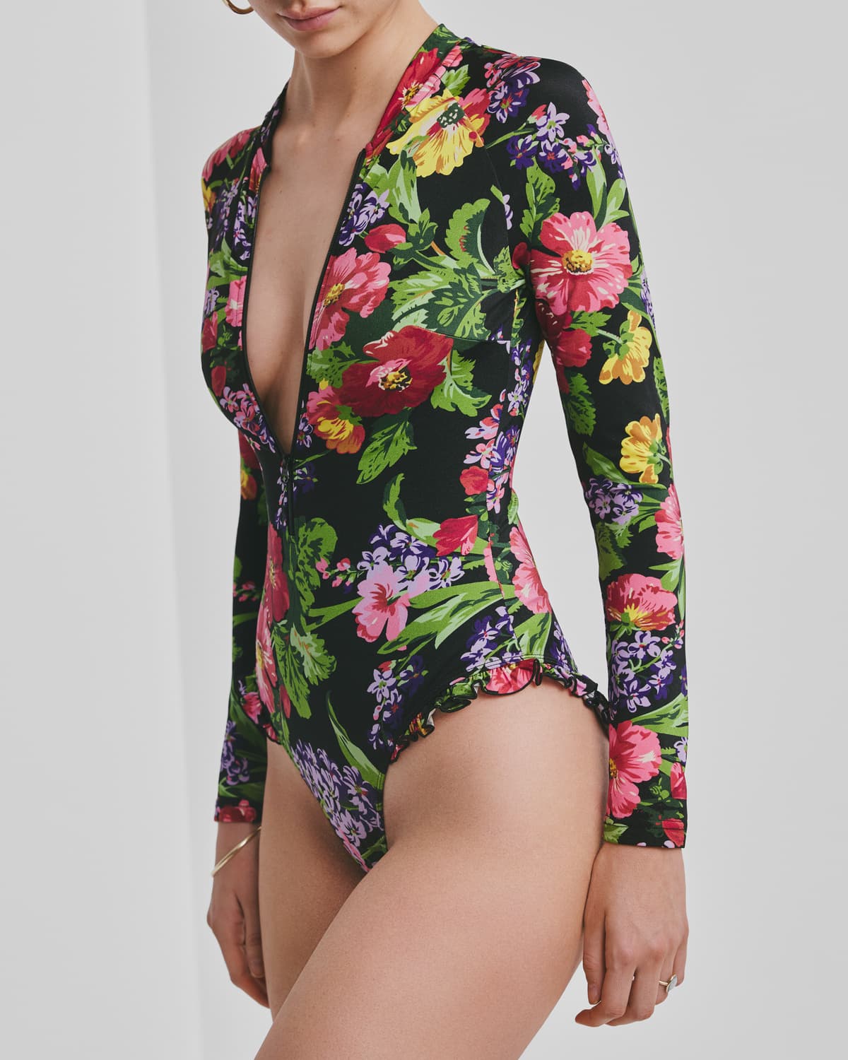 Long Sleeve Swimsuit, Midnight Bloom. Image #9