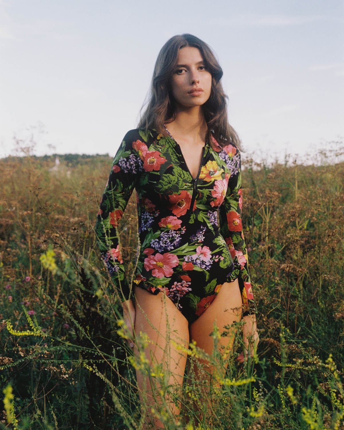 Long Sleeve Swimsuit, Midnight Bloom. Image #2