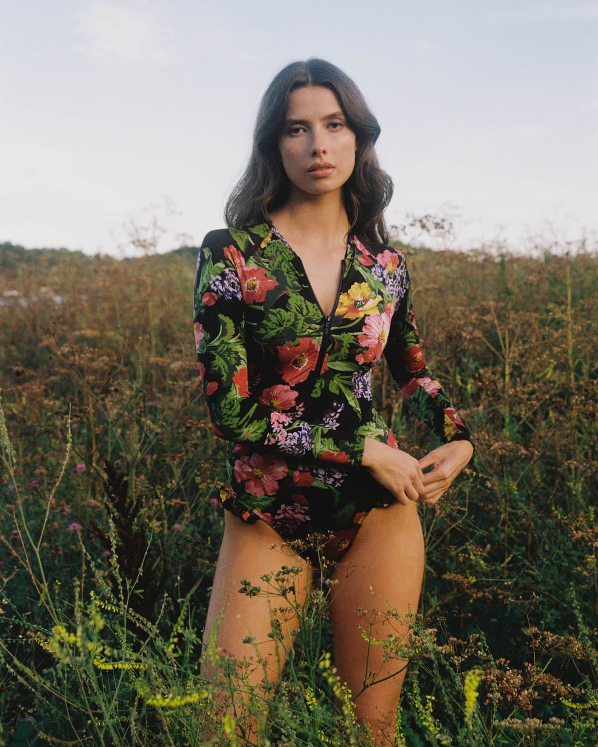 Long Sleeve Swimsuit, Midnight Bloom. Image #3