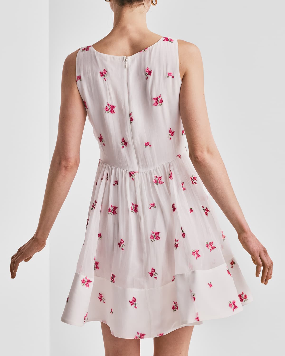Organza Shift Dress, Embroidery Pink. Image #3