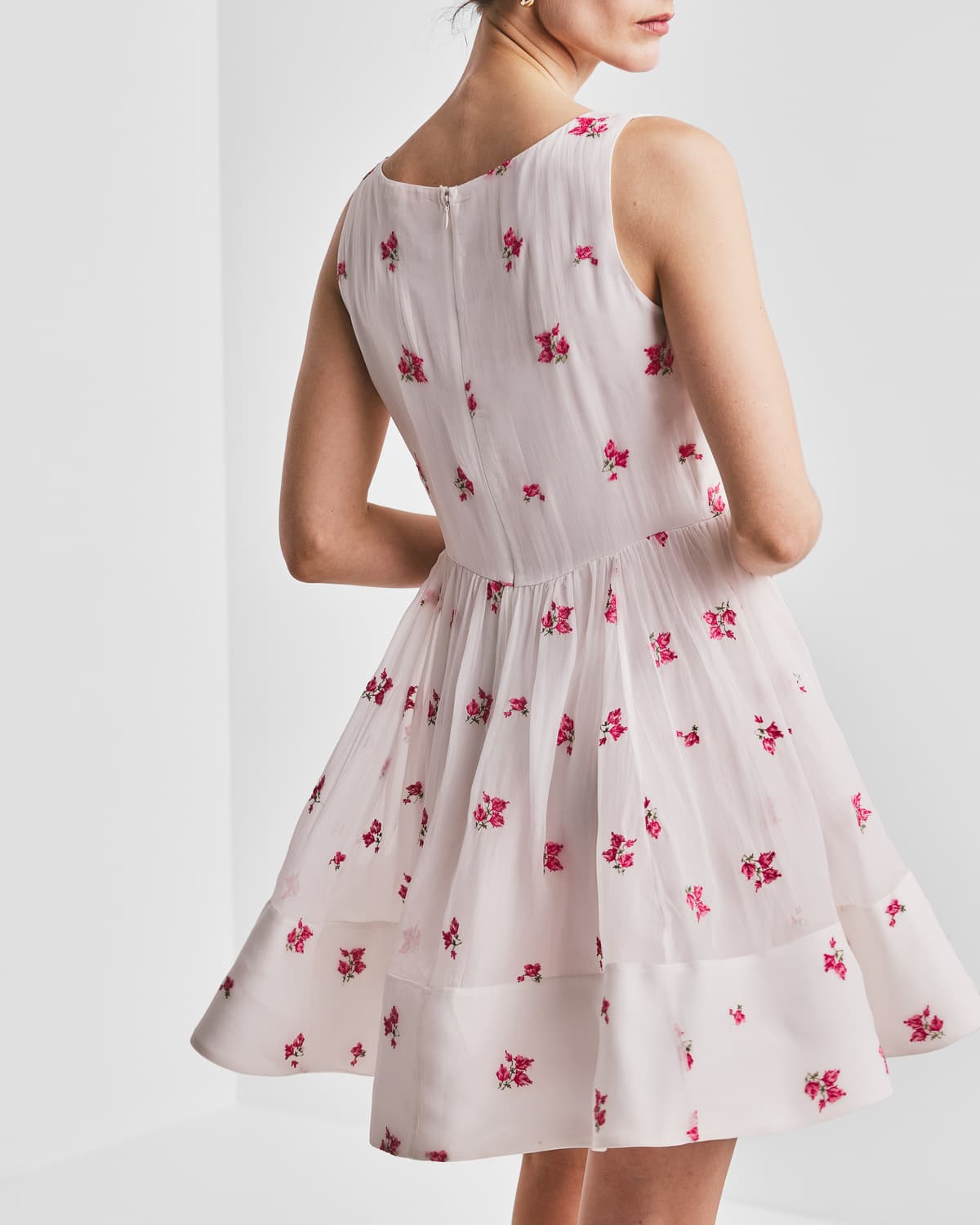 Organza Shift Dress, Embroidery Pink. Image #2
