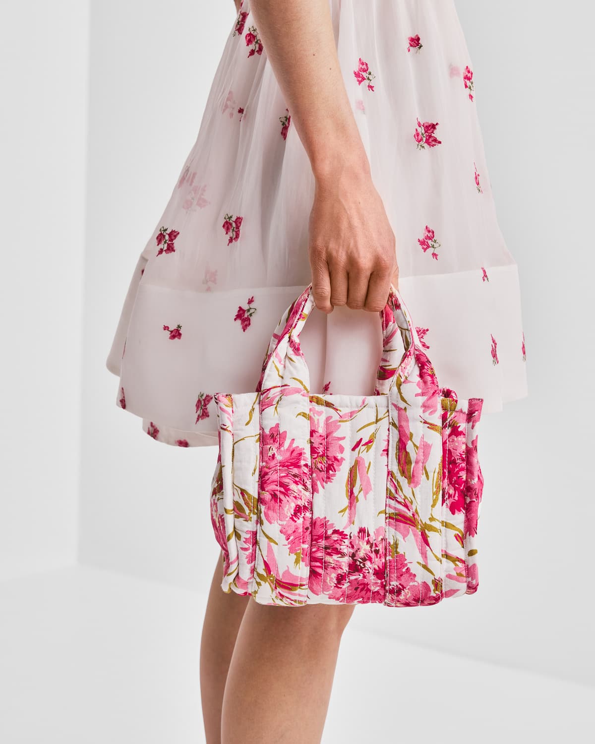 Organza Shift Dress, Embroidery Pink. Image #4