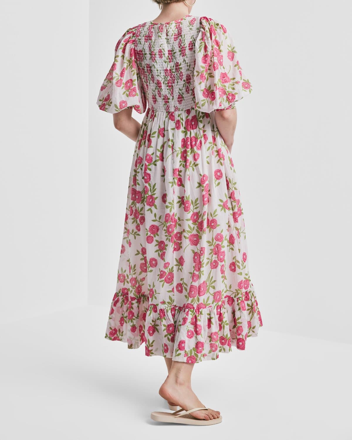 Bohemian Smocking Dress, Pink Meadow. Image #3