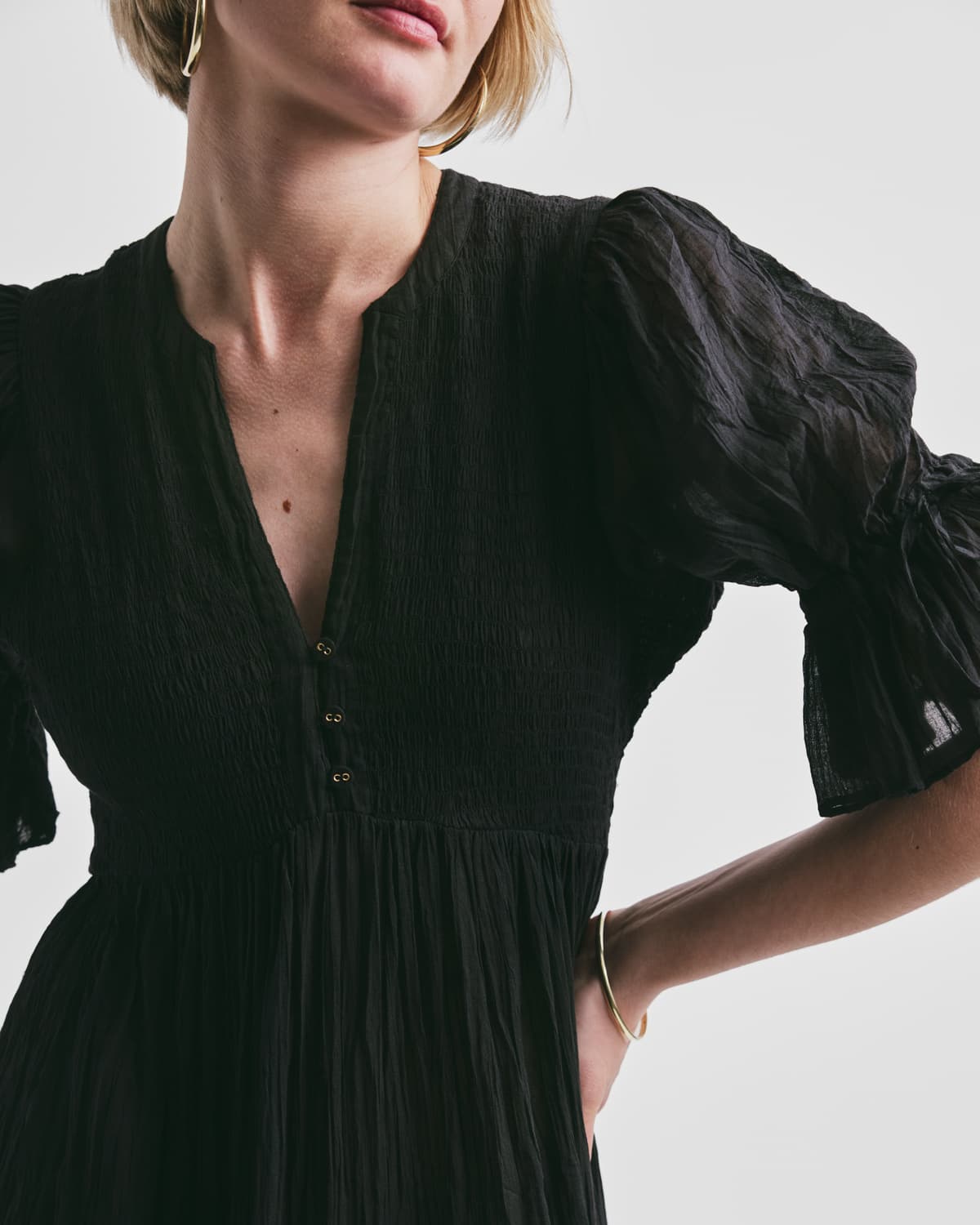 Bohemian Relaxed Dress, Black. Image #5
