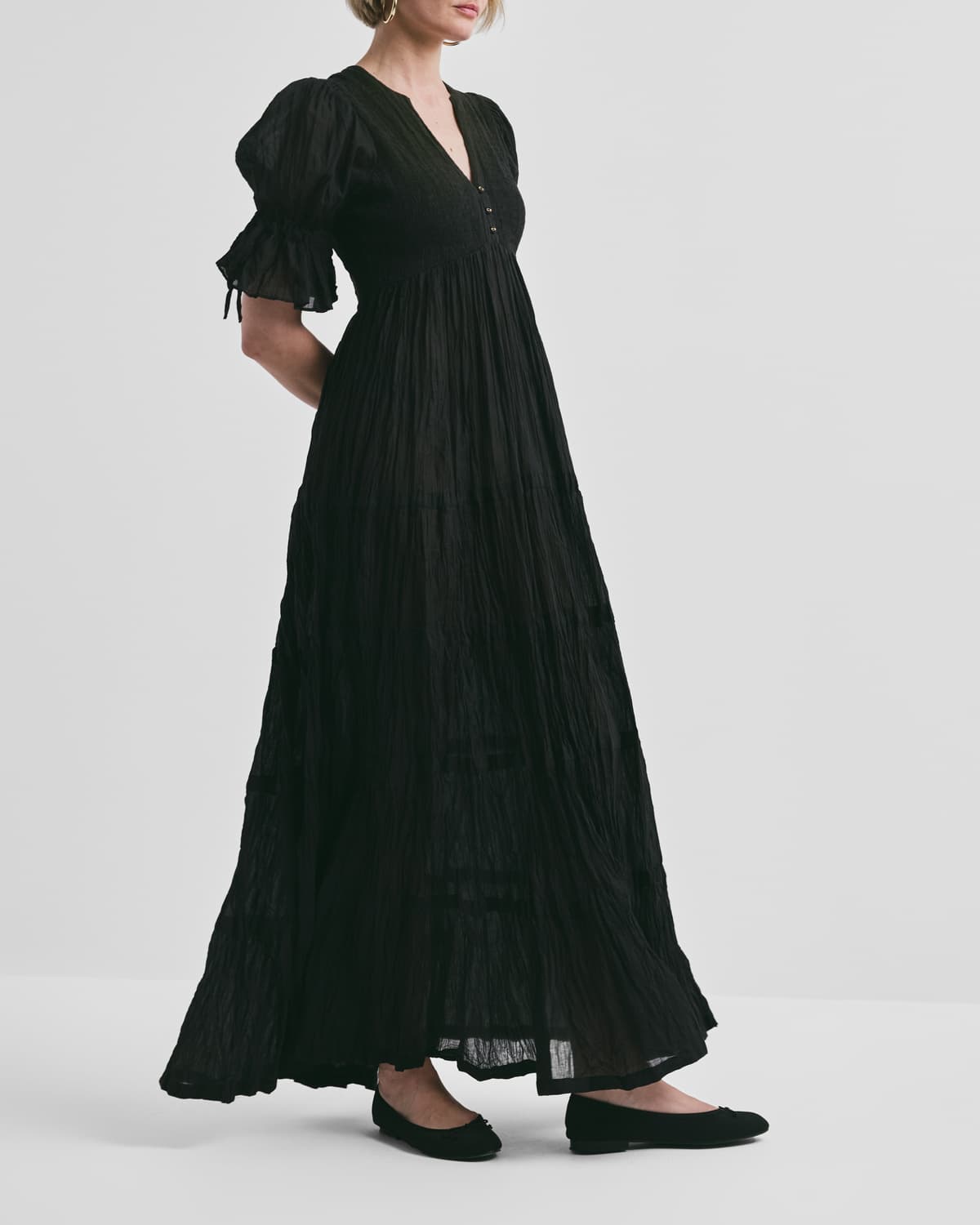 Bohemian Relaxed Dress, Black. Image #1