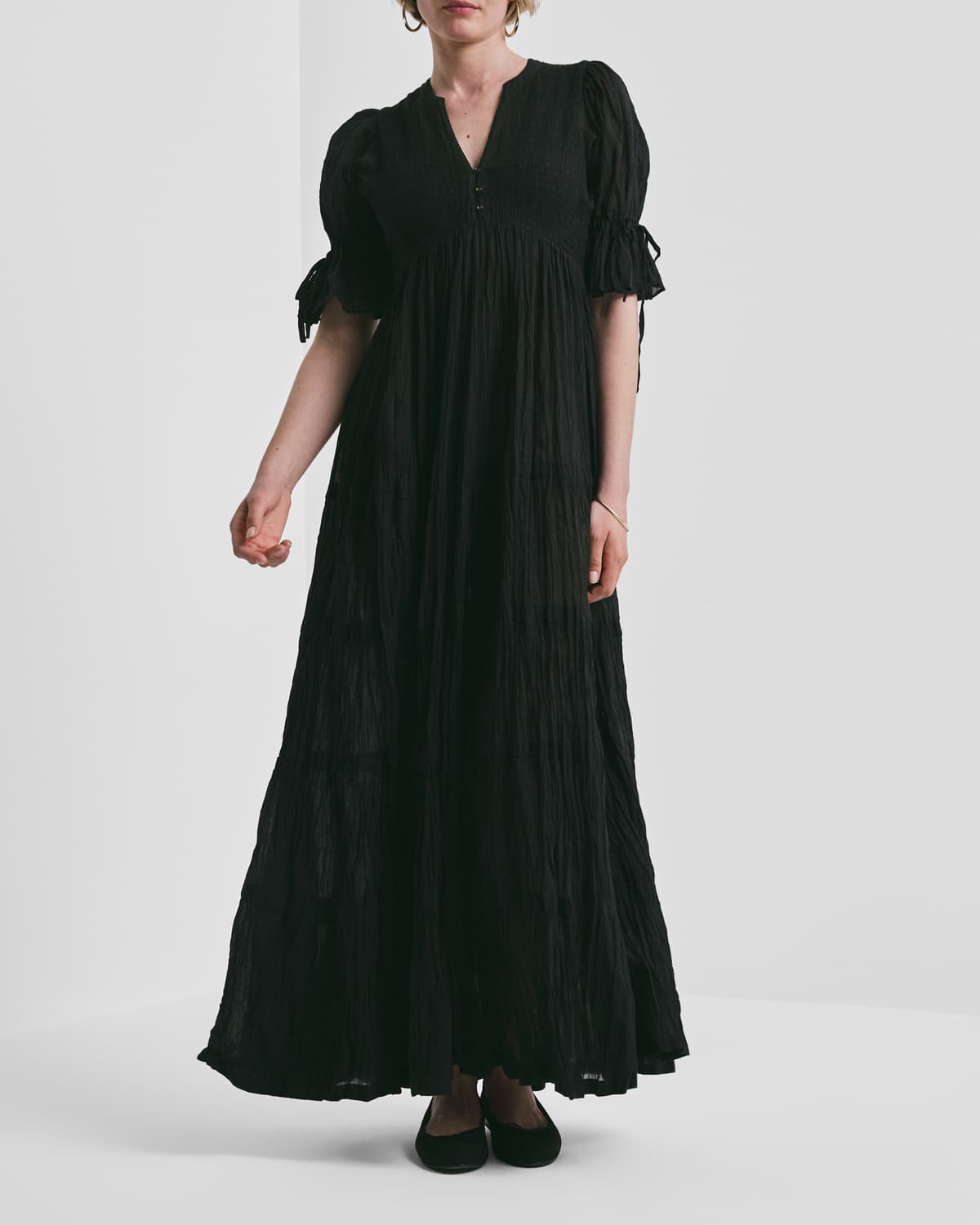 Bohemian Relaxed Dress, Black. Image #2