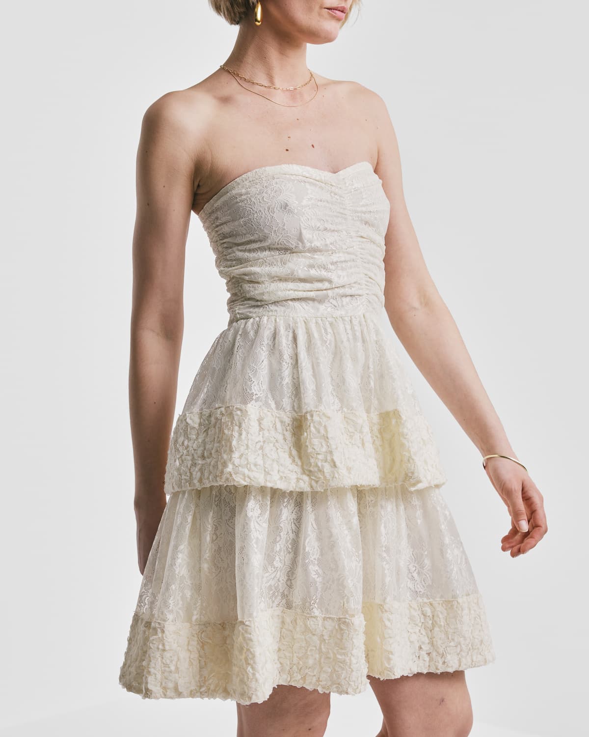 Lace Bandeau Dress, Vintage White. Image #1