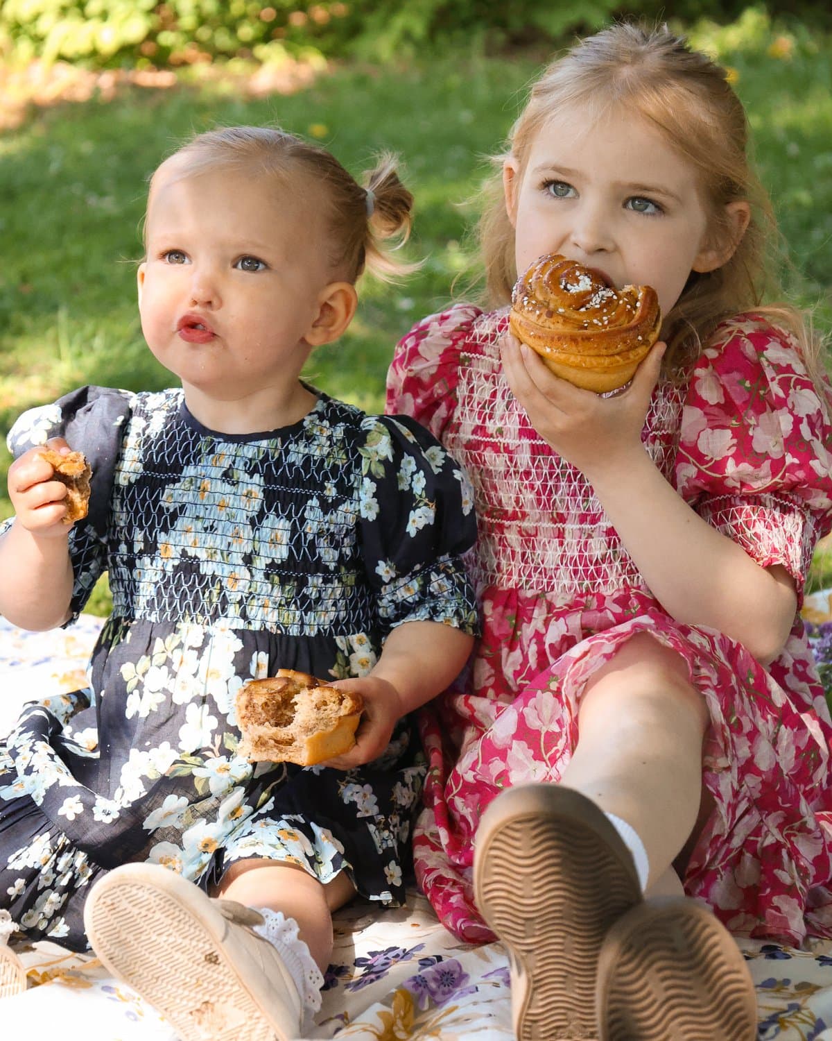 Cotton Slub Smocking Dress, Cherry Blossom. Image #2
