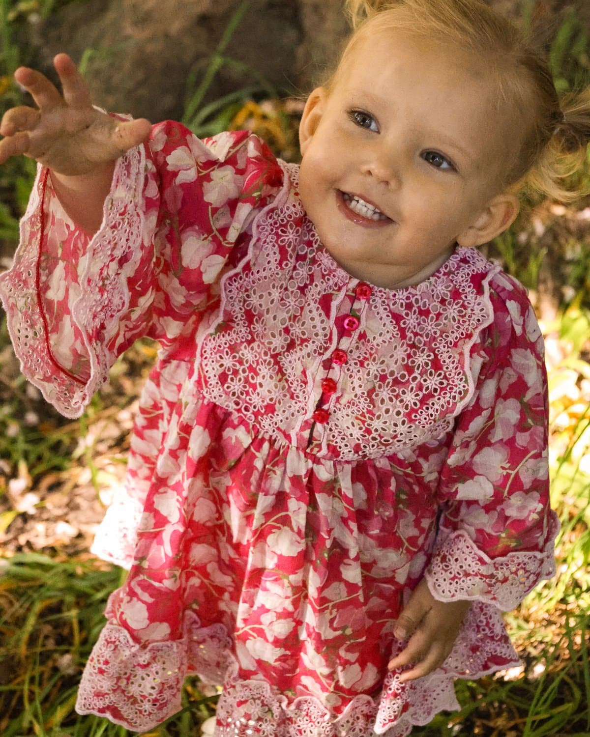 Cotton Slub Shift Dress, Poppy Meadow. Image #2