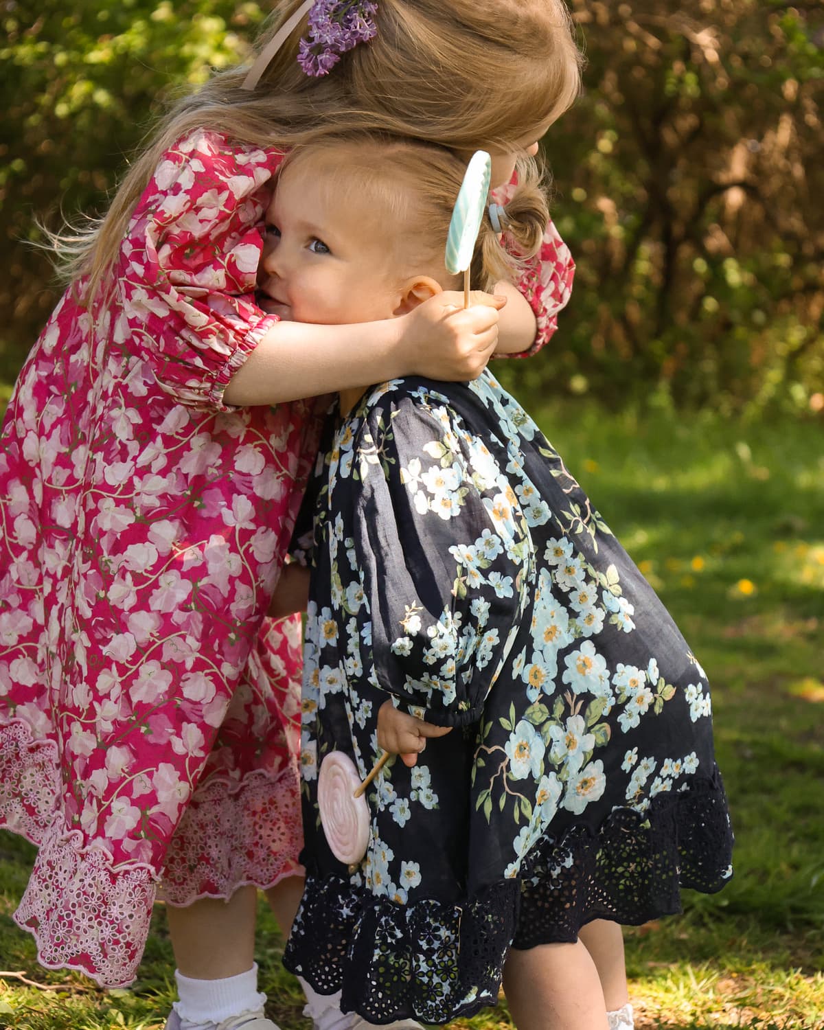 Cotton Slub Puffed Dress, Poppy Meadow. Image #3