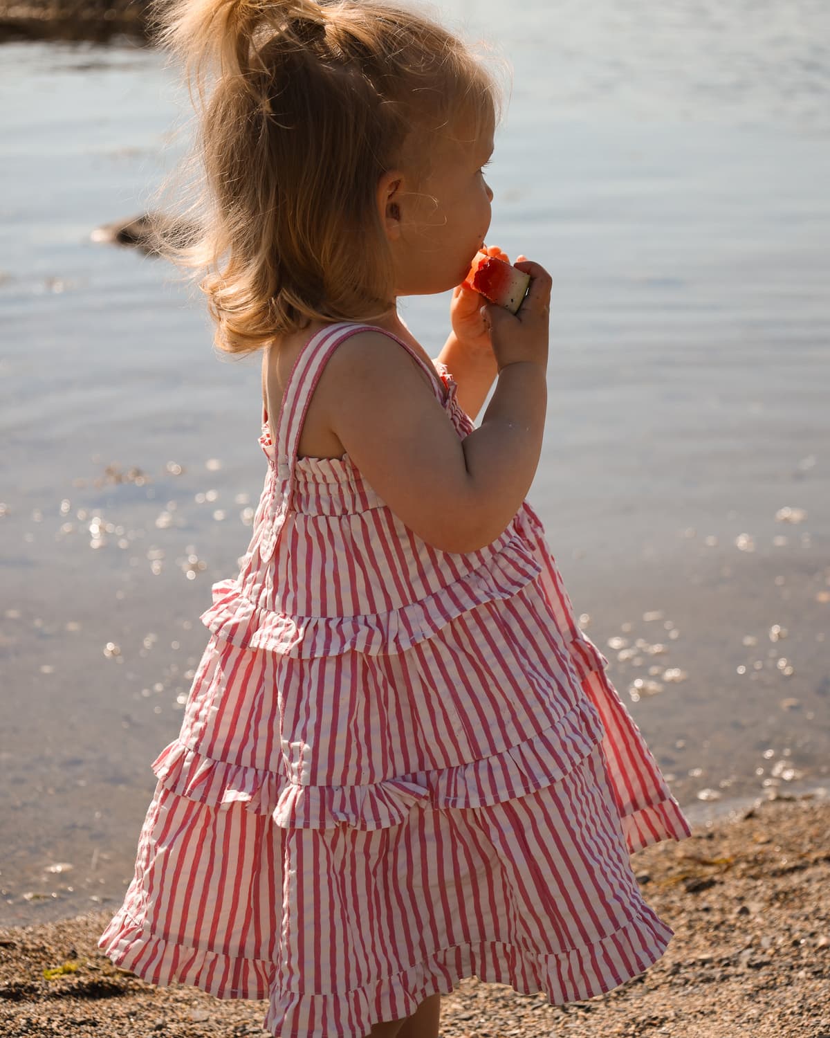 Seersucker Strap Dress, Pink Stripe. Image #5