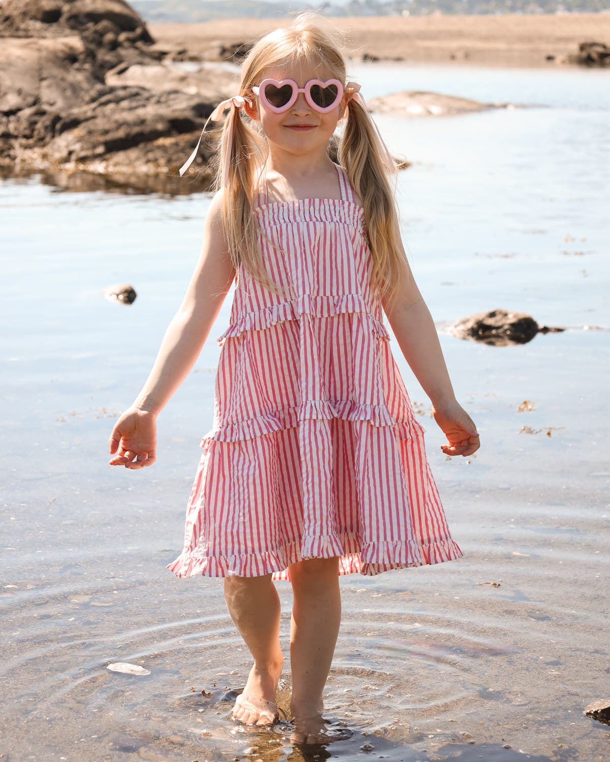 Seersucker Strap Dress, Pink Stripe. Image #3