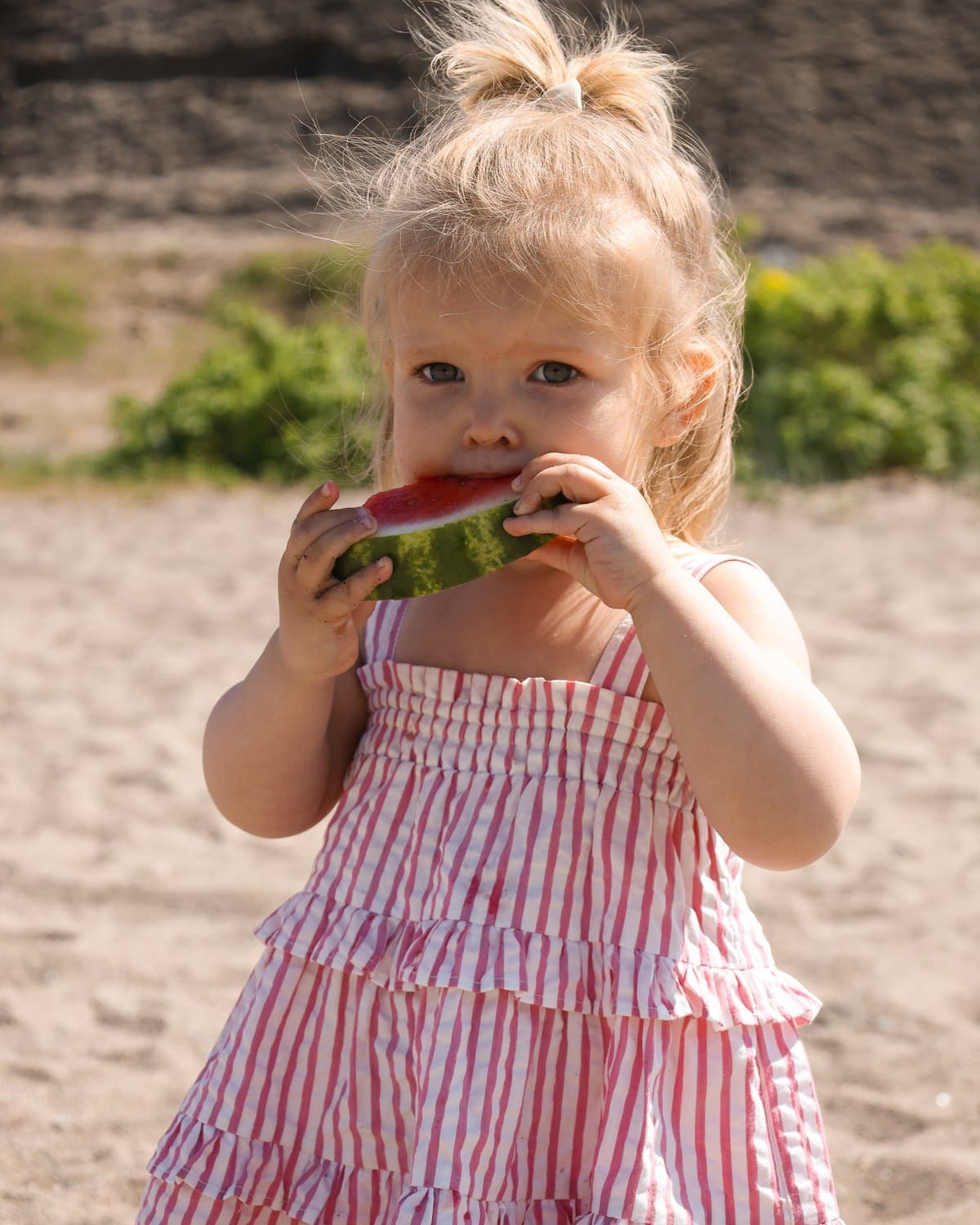 Seersucker Strap Dress, Pink Stripe. Image #4