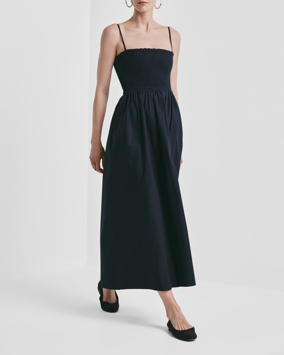 Poplin Bandeau Dress, Navy. Image #1