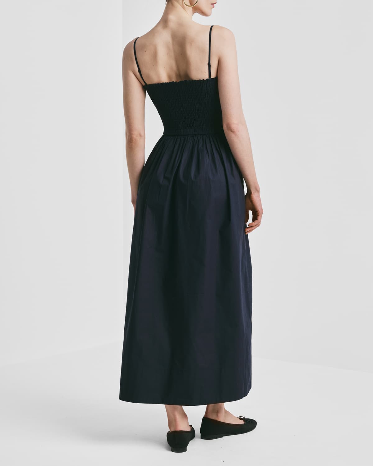 Poplin Bandeau Dress, Navy. Image #3