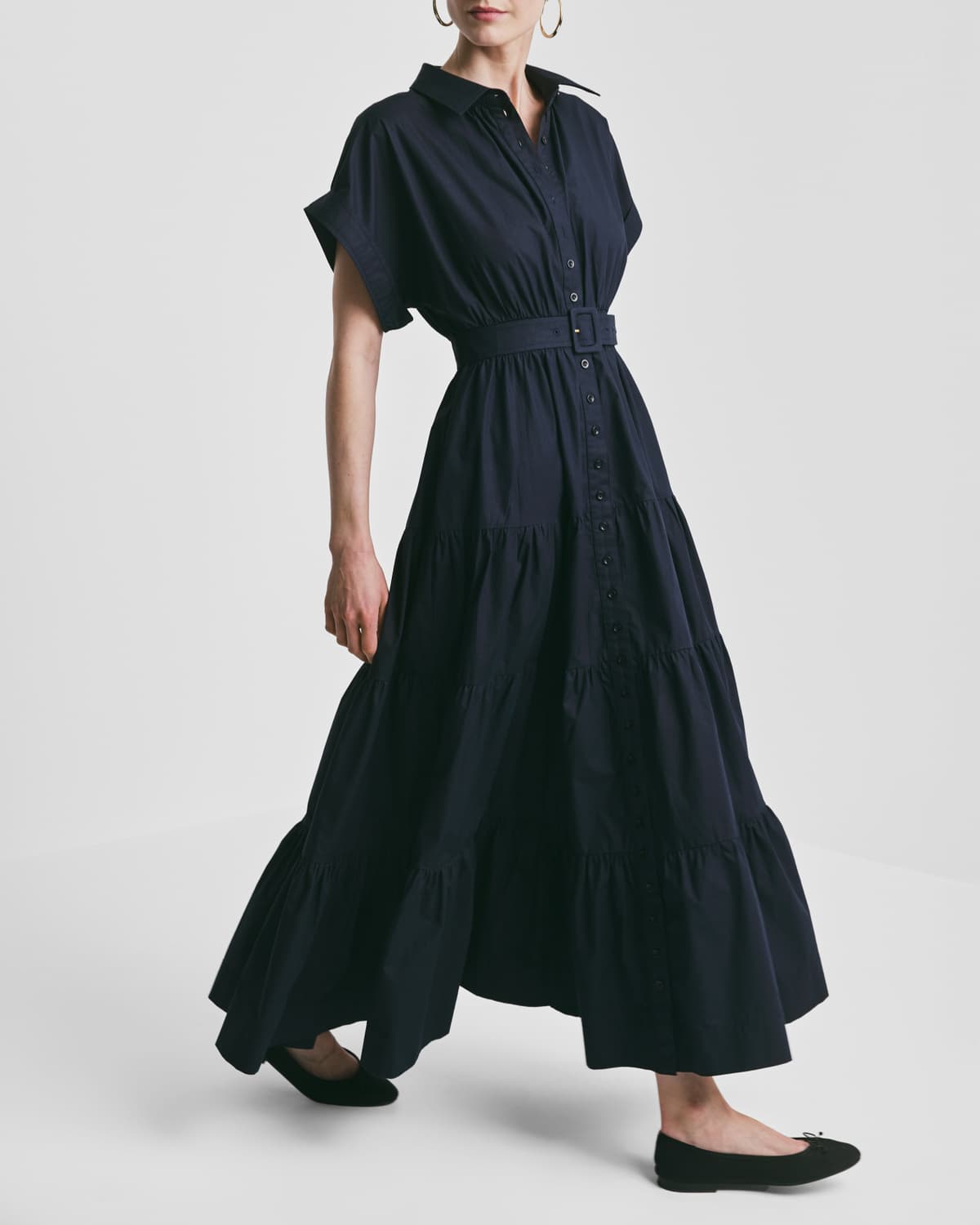 Poplin Shirt Dress, Navy. Image #3
