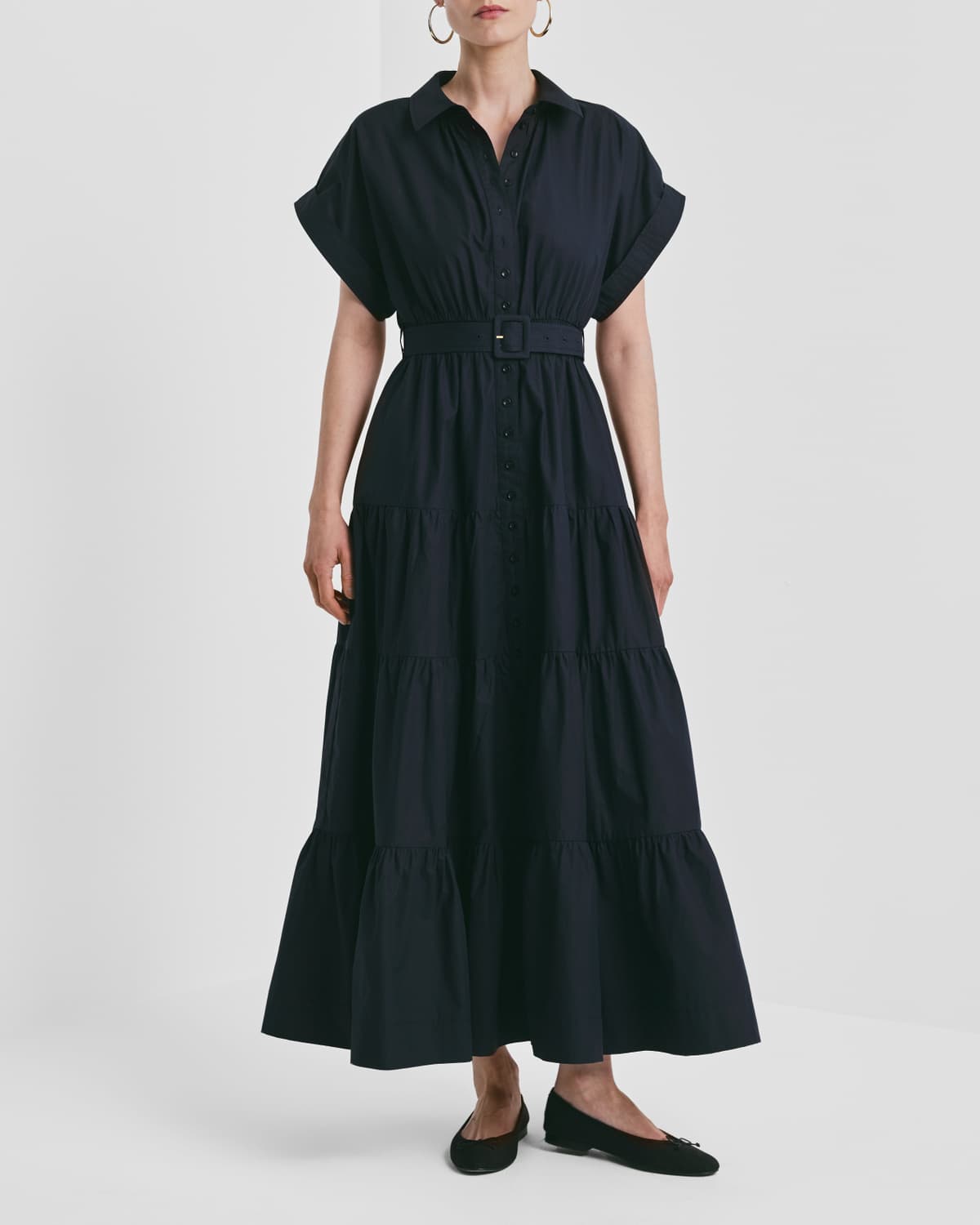 Poplin Shirt Dress, Navy. Image #2