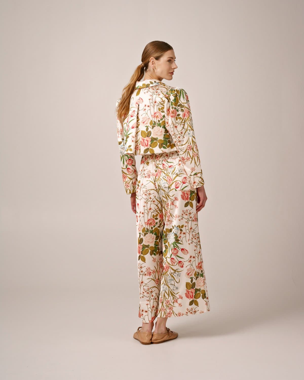 Tailored Satin Trousers, Flower Fields. Image #4