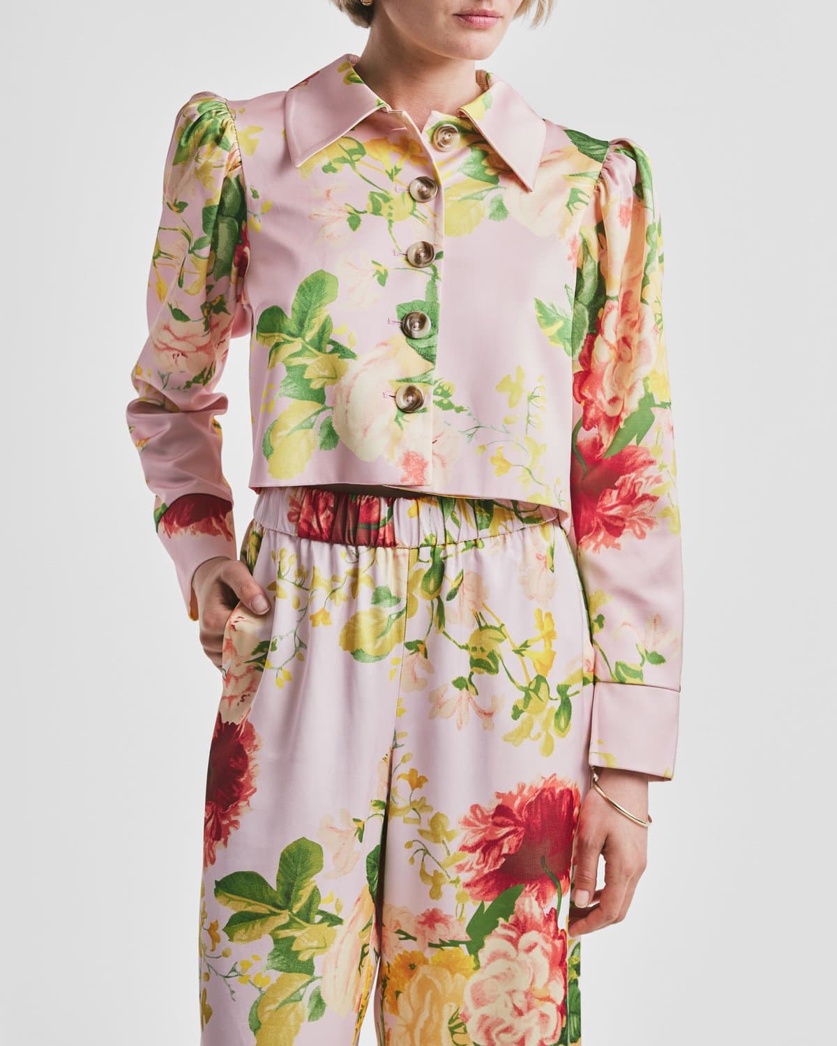 Tailored Satin Trousers, Pink Blossom. Image #5