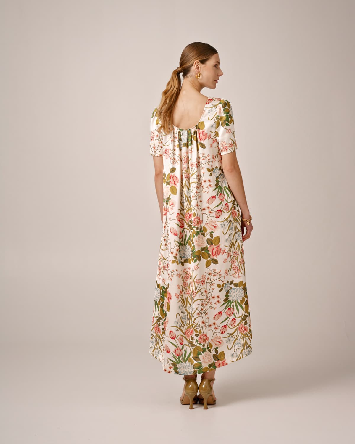 Tailored Satin Dress, Flower Fields. Image #4