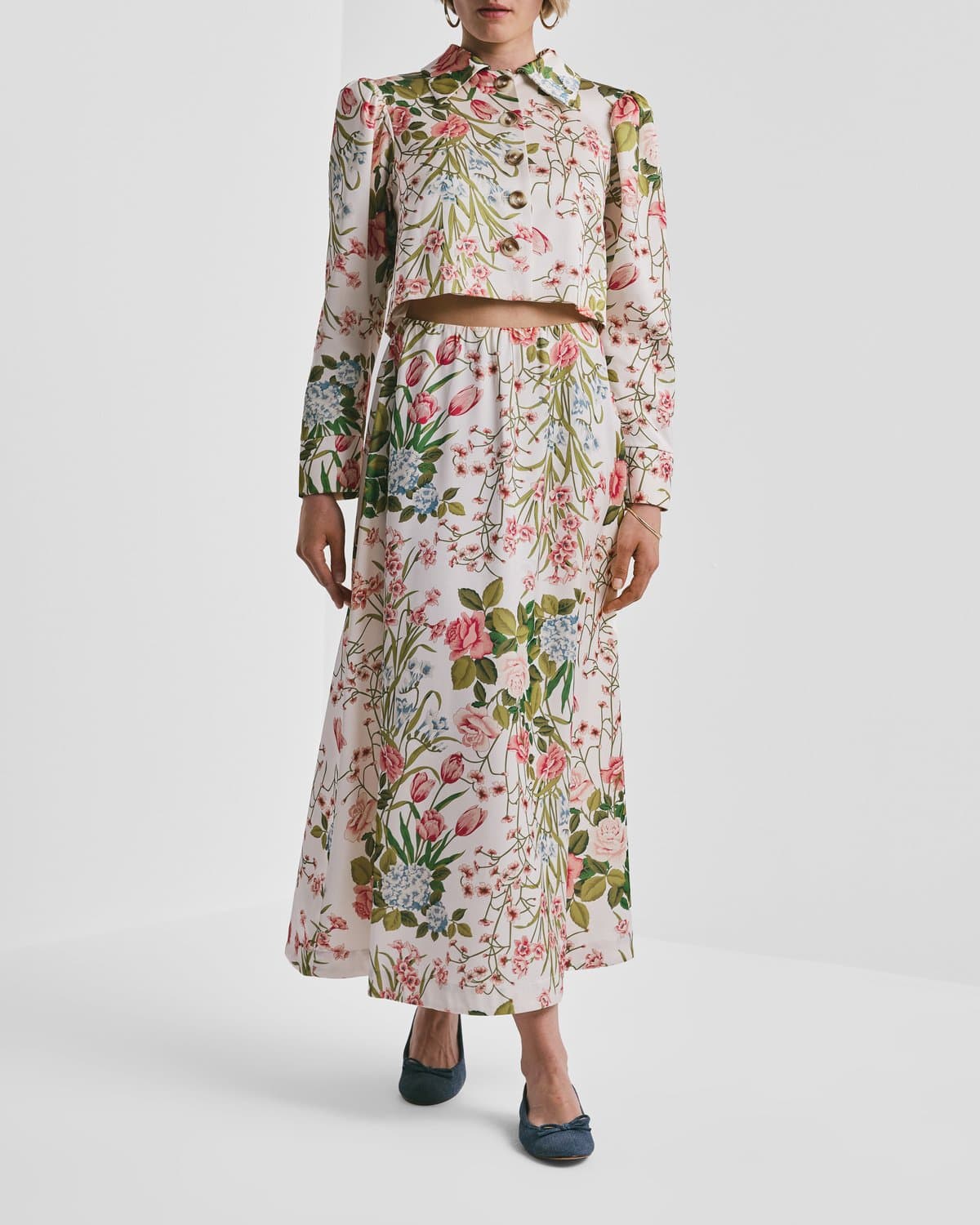 Tailored Satin Jacket, Flower Fields. Image #2