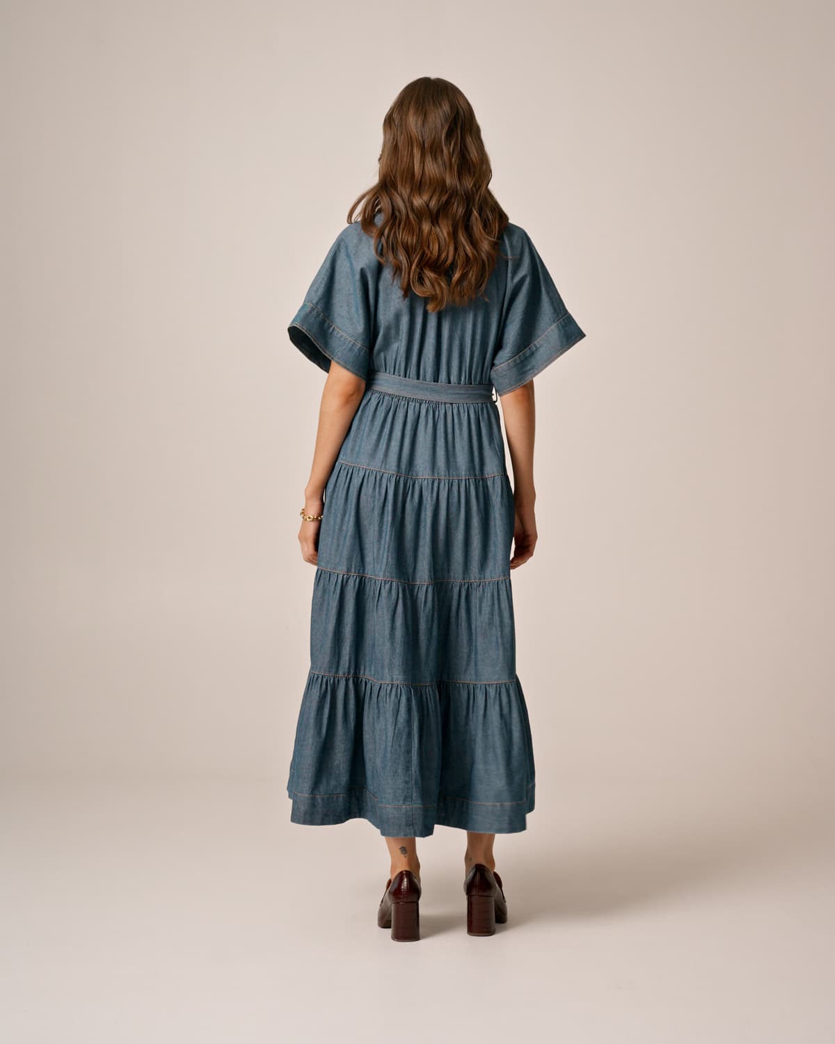 Denim Shirt Dress, French Blue. Image #4