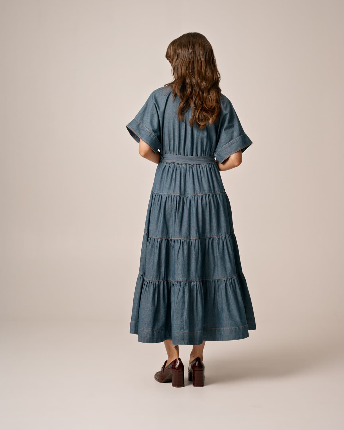 Denim Shirt Dress, French Blue. Image #3