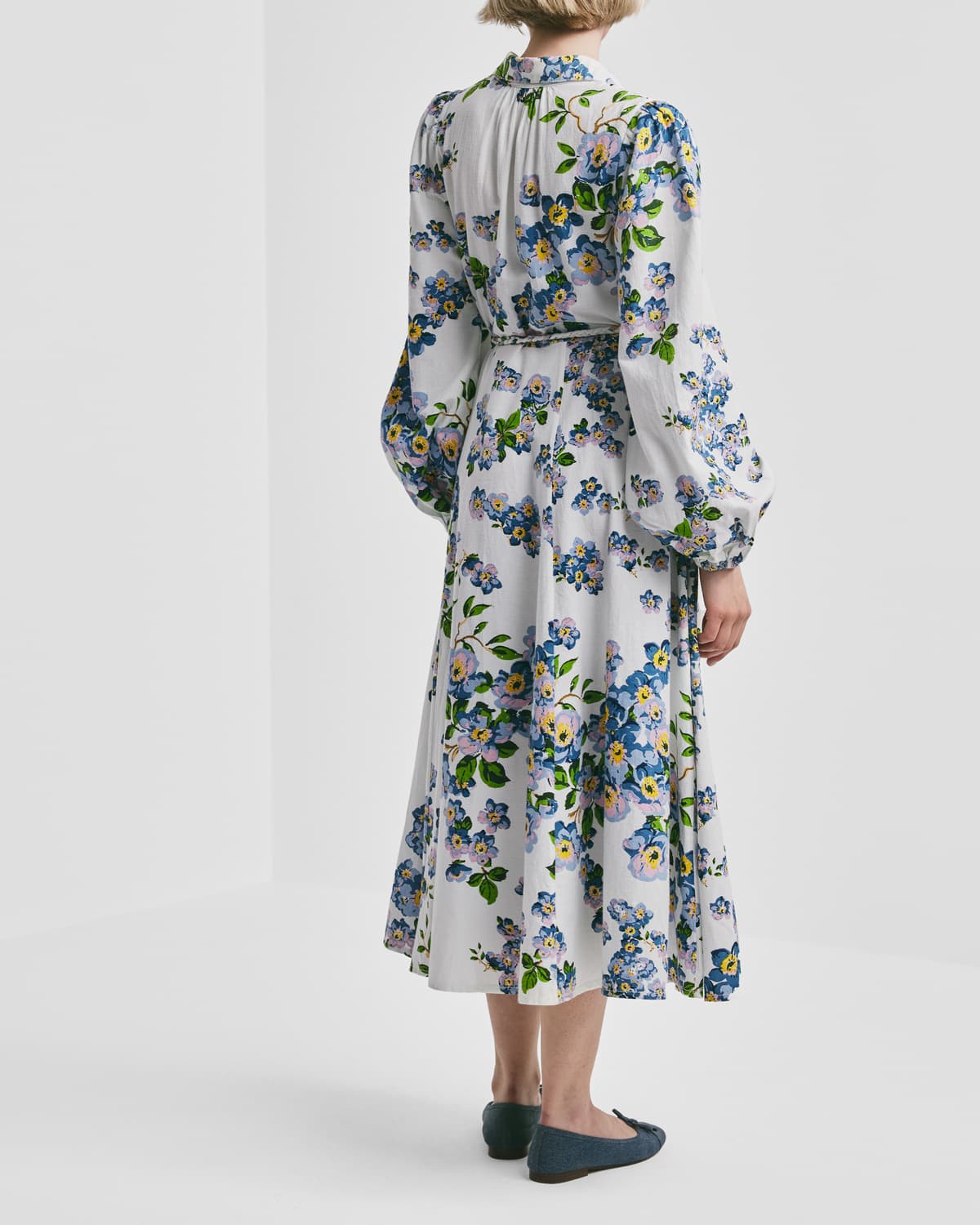 Linen Shirt Dress, Blue Cherry Blosssom. Image #3