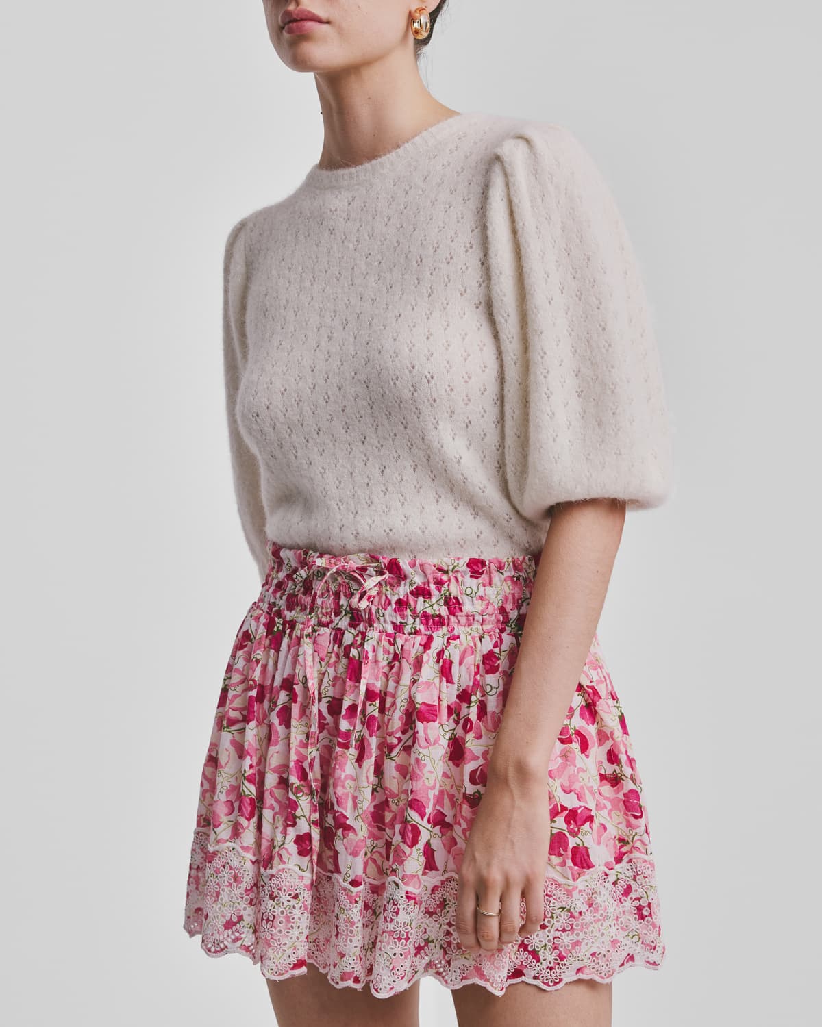 Cotton Slub Mini Skirt, Poppy Field. Image #1