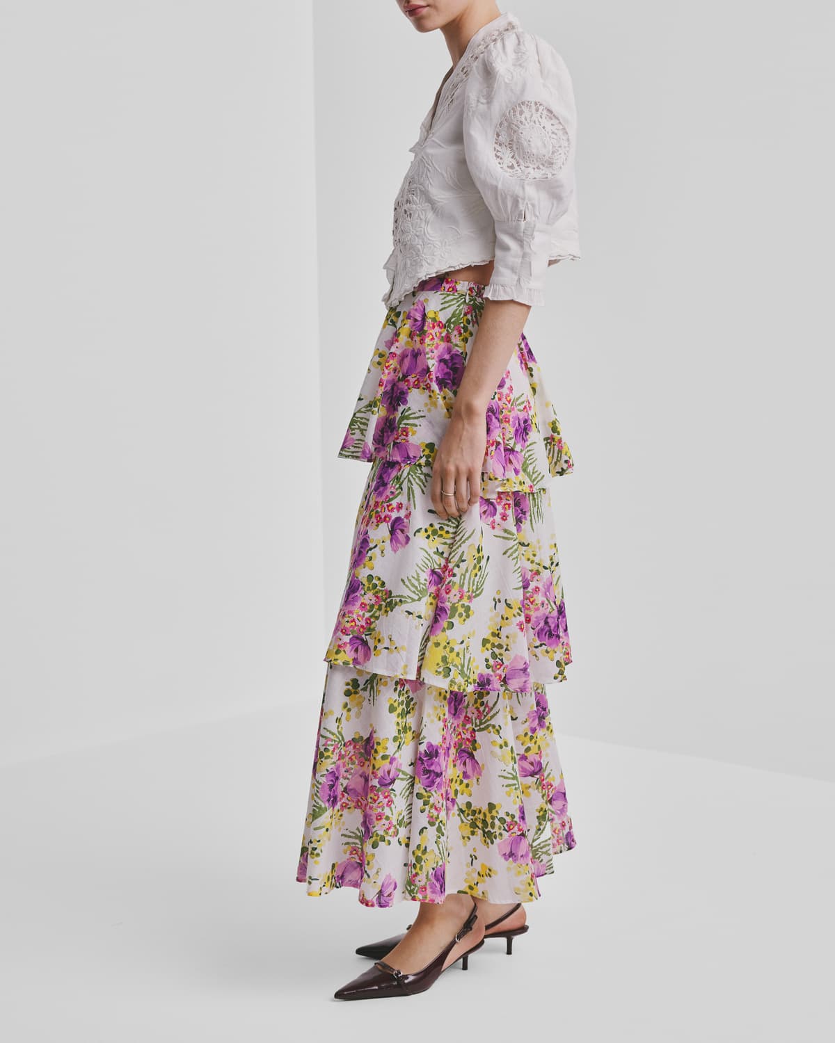 Cotton Slub Flounce Skirt, Purple Breeze. Image #3