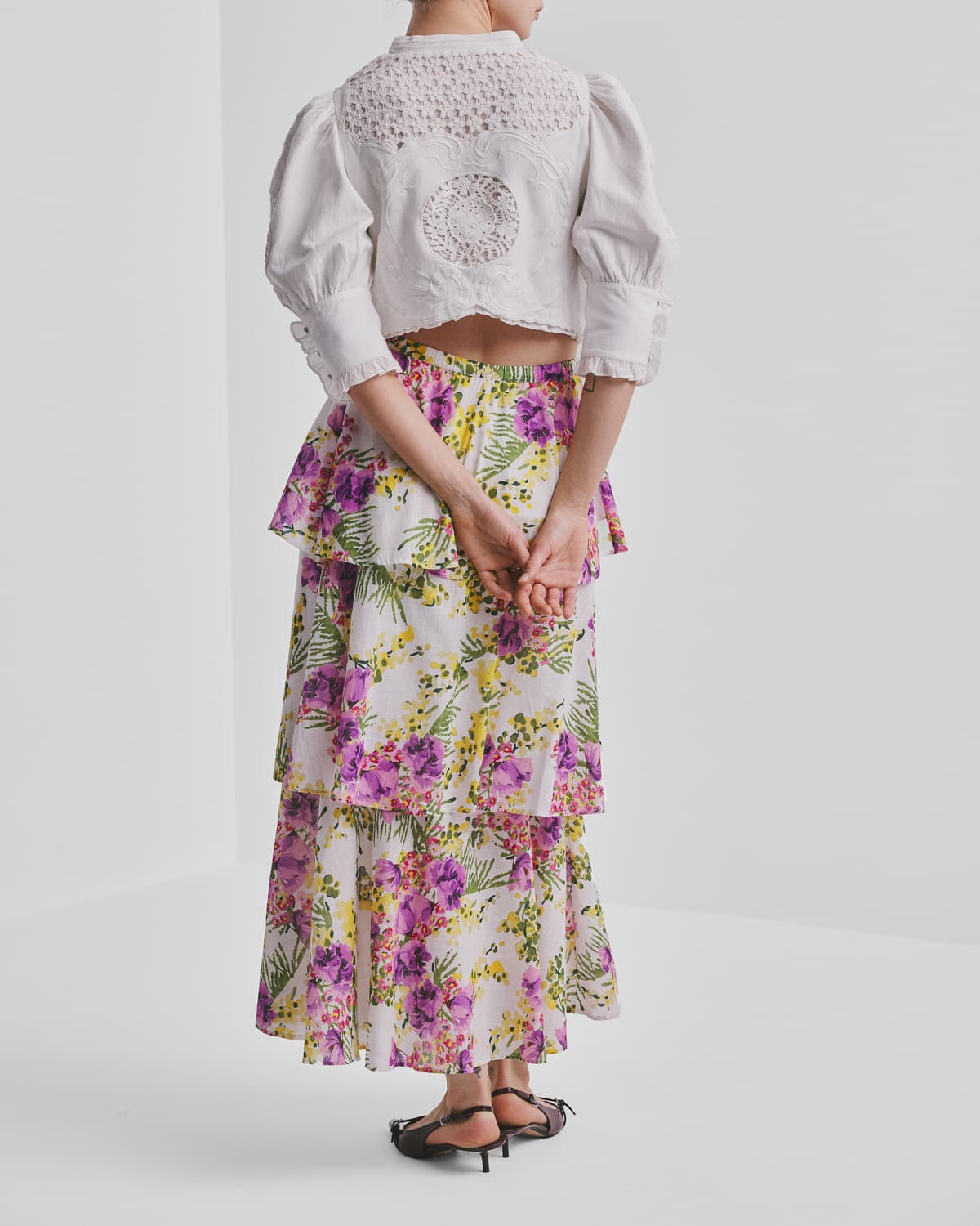 Cotton Slub Flounce Skirt, Purple Breeze. Image #4