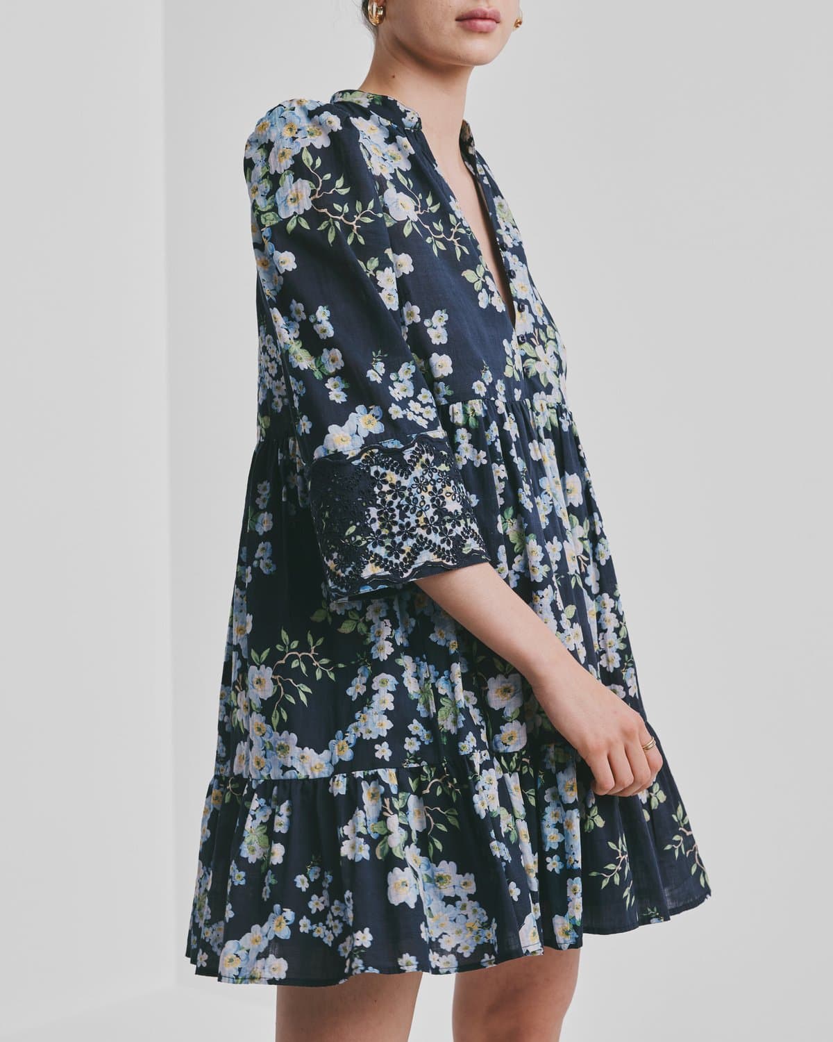 Cotton Slub Tunic Dress, Cherry Blossom. Image #3