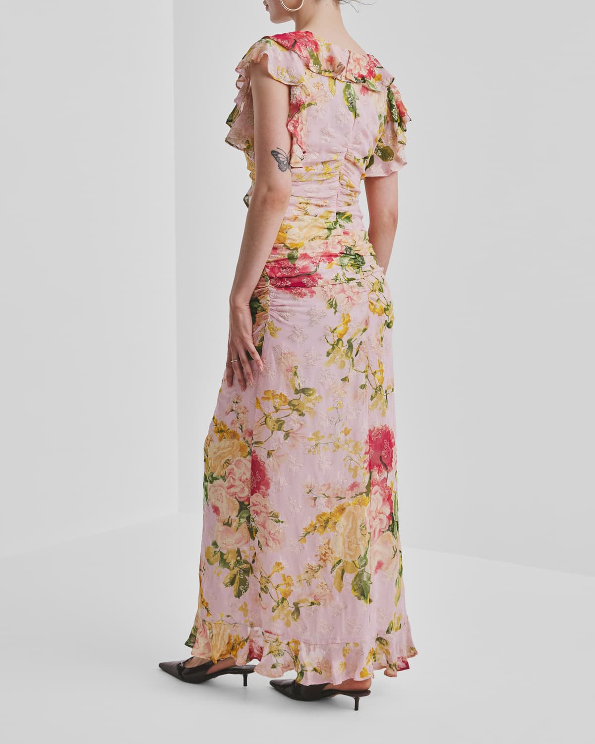 Georgette Rouching Dress, Blush Flowers. Image #5