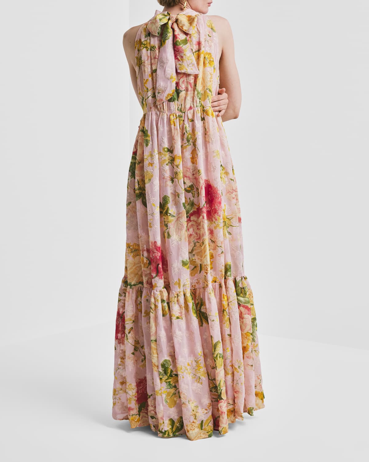 Georgette Halterneck Dress, Blush Flowers. Image #5