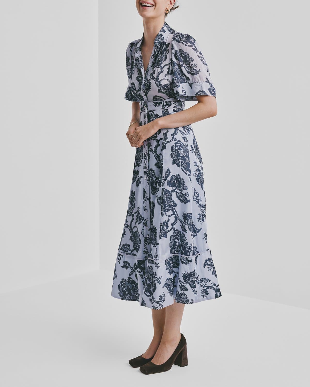 Organza Midi Dress, Blue Bouquet. Image #3