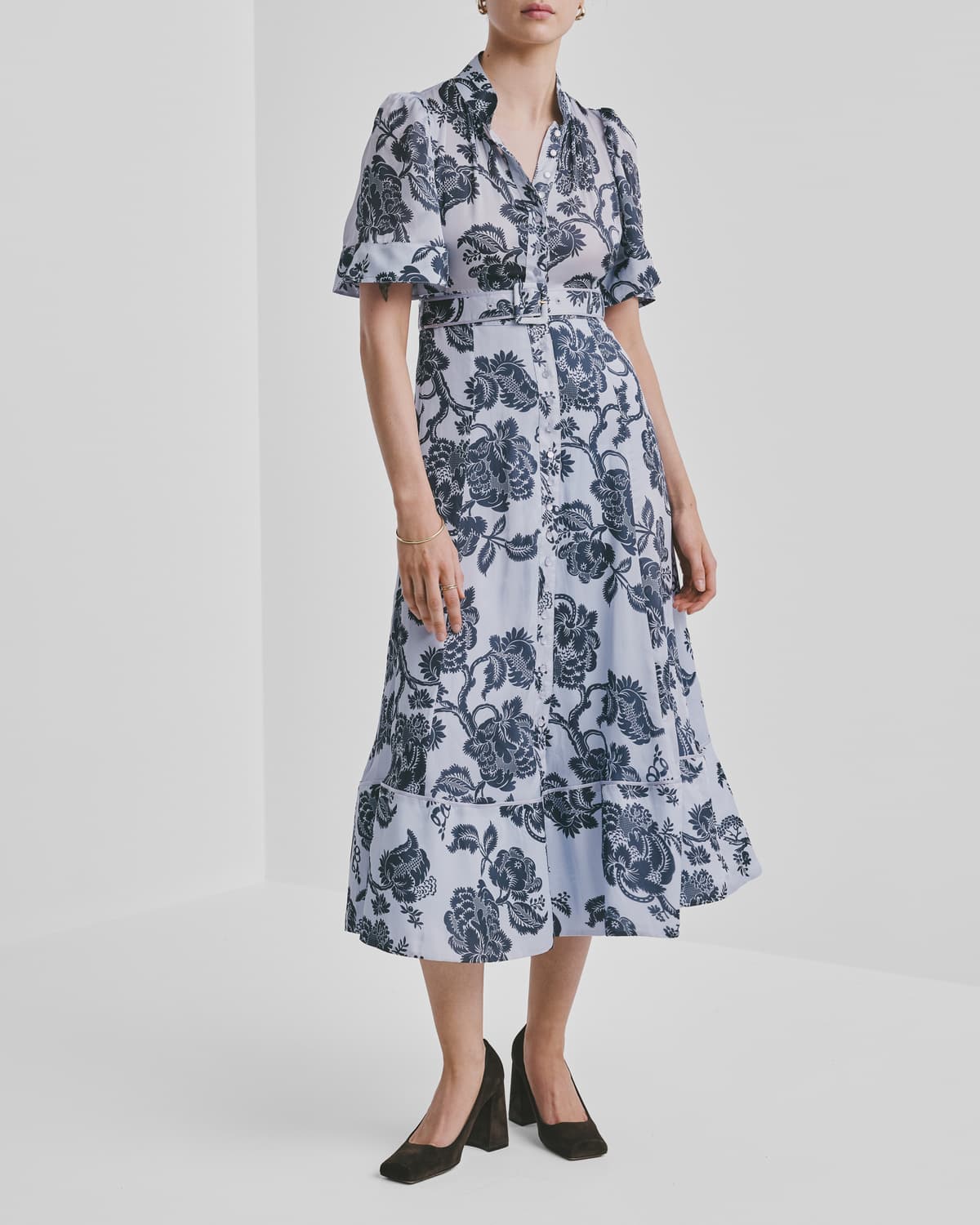Organza Midi Dress, Blue Bouquet. Image #2