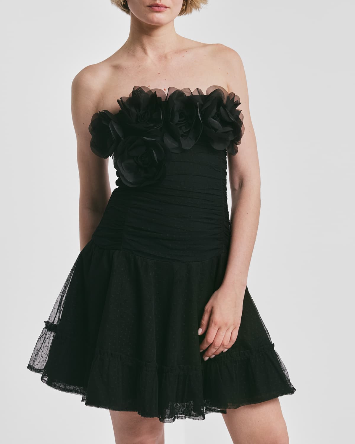 Tulle Mini Dress, Black. Image #1