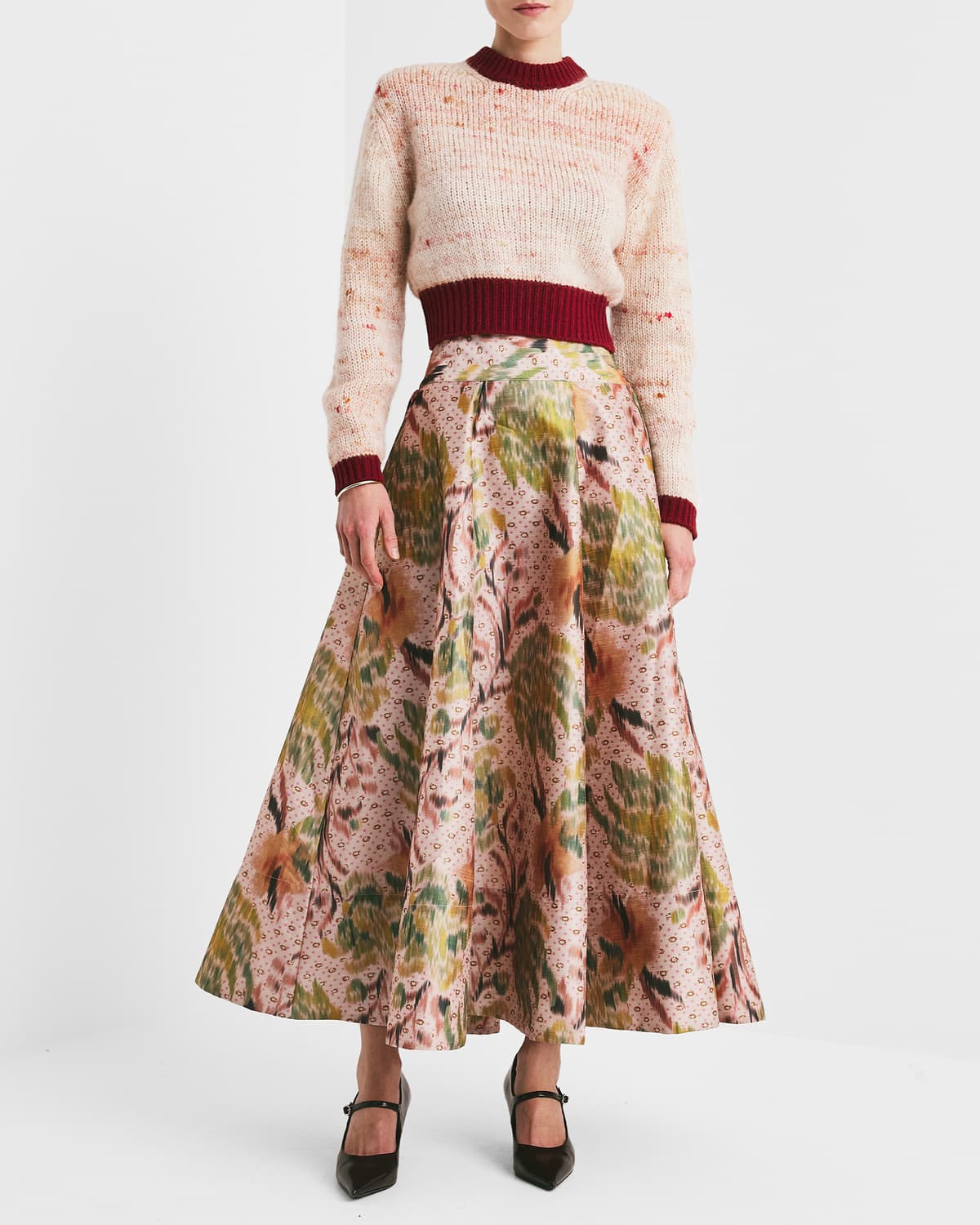 Melange Knit Sweater, Pink Melange. Image #3