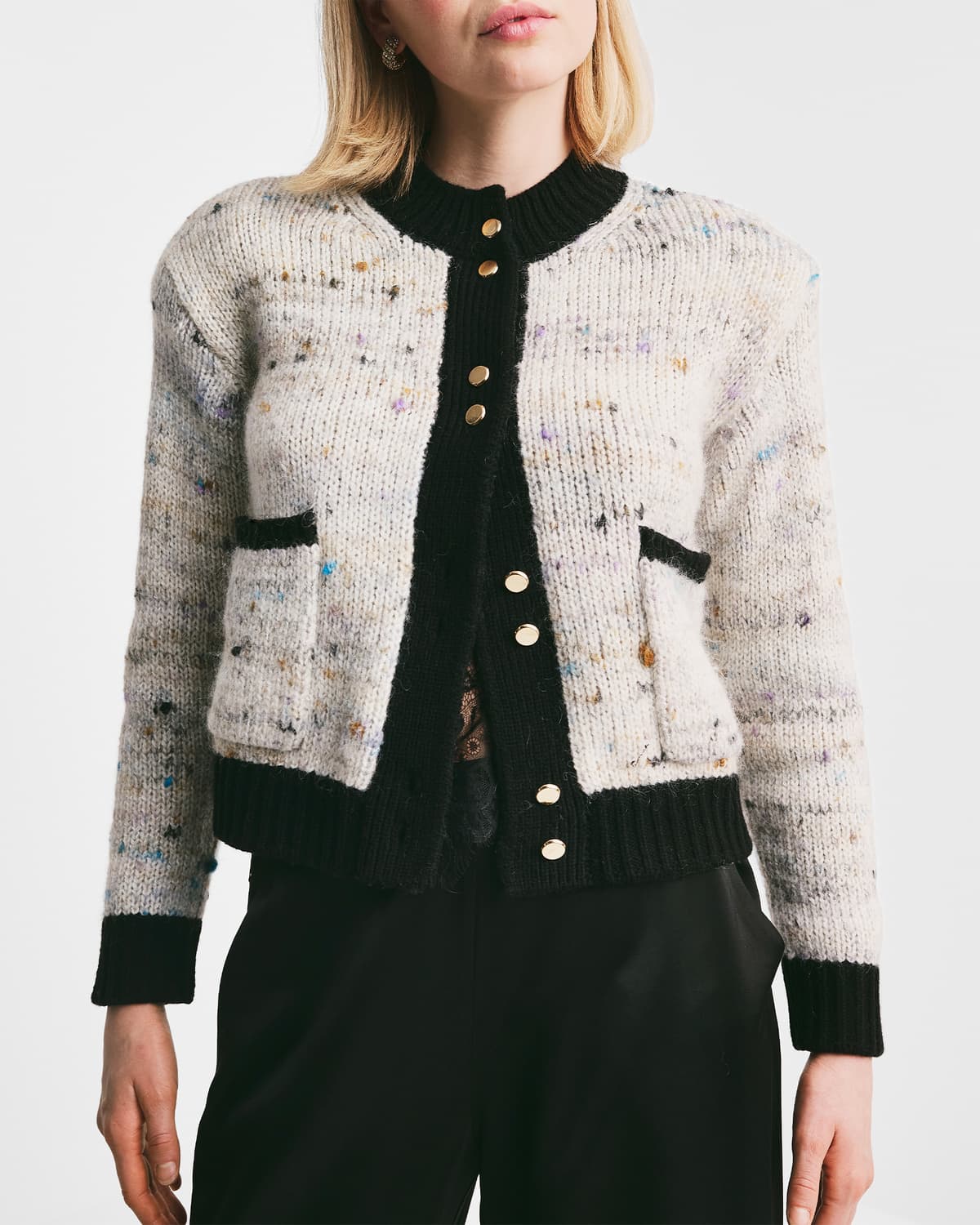 Melange Knit Jacket, Grey Melange. Image #1