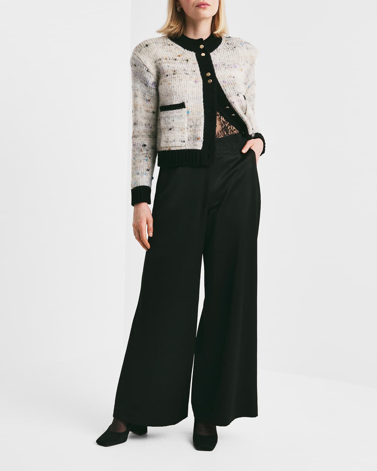 Melange Knit Jacket, Grey Melange. Image #2