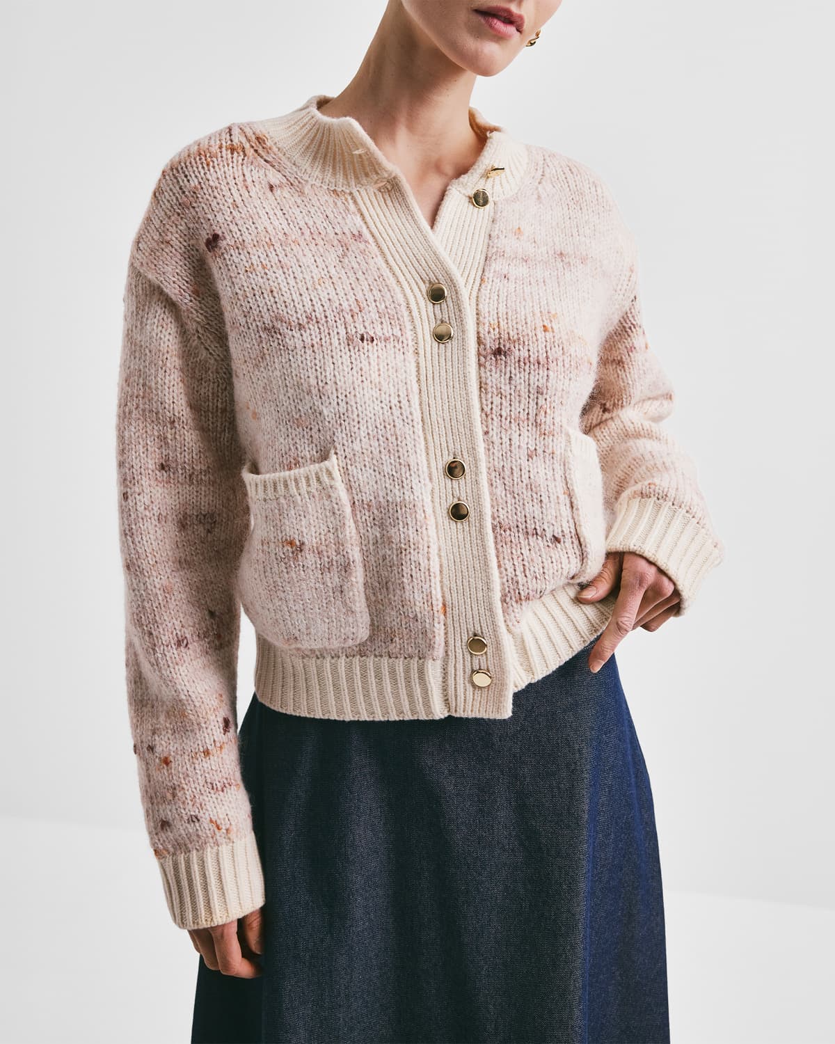 Melange Knit Jacket, Pink Melange. Image #1
