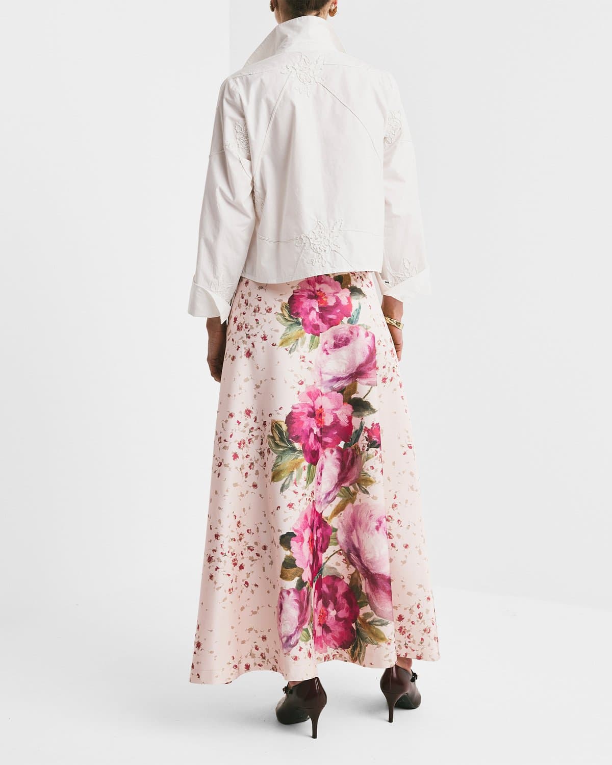 Tailored Satin Skirt, Rose. Image #4