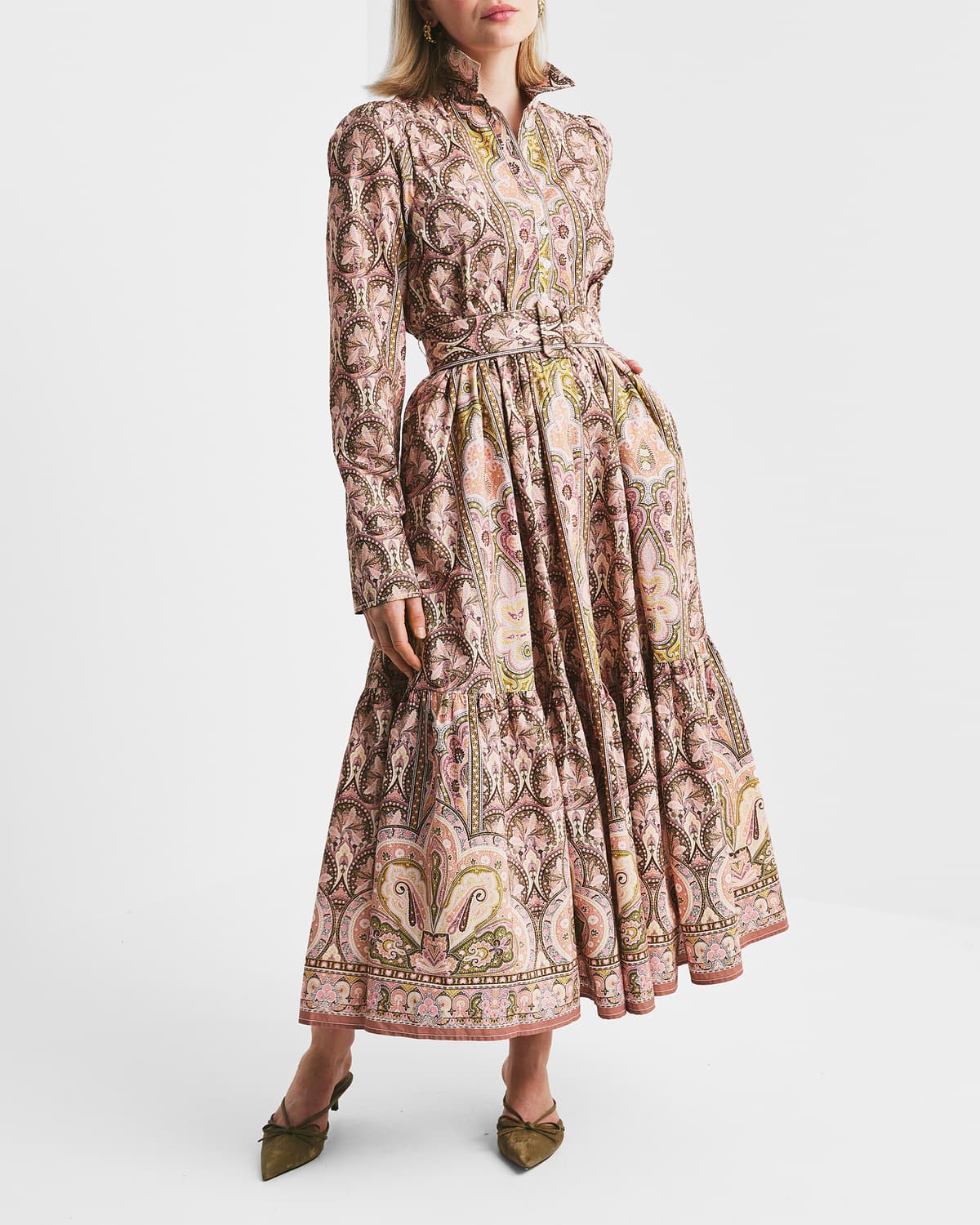 Poplin Shirt Dress, Striped Paisley. Image #1