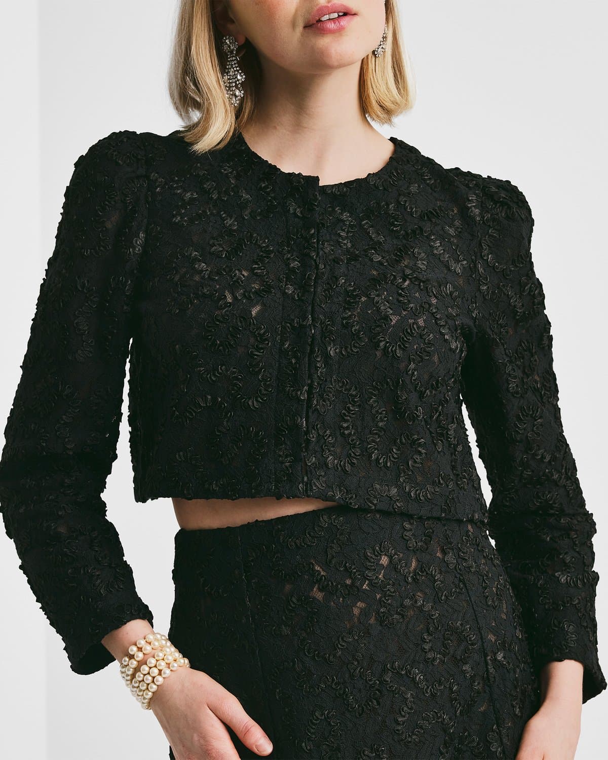 Embroidery Lace Jacket, Black. Image #1