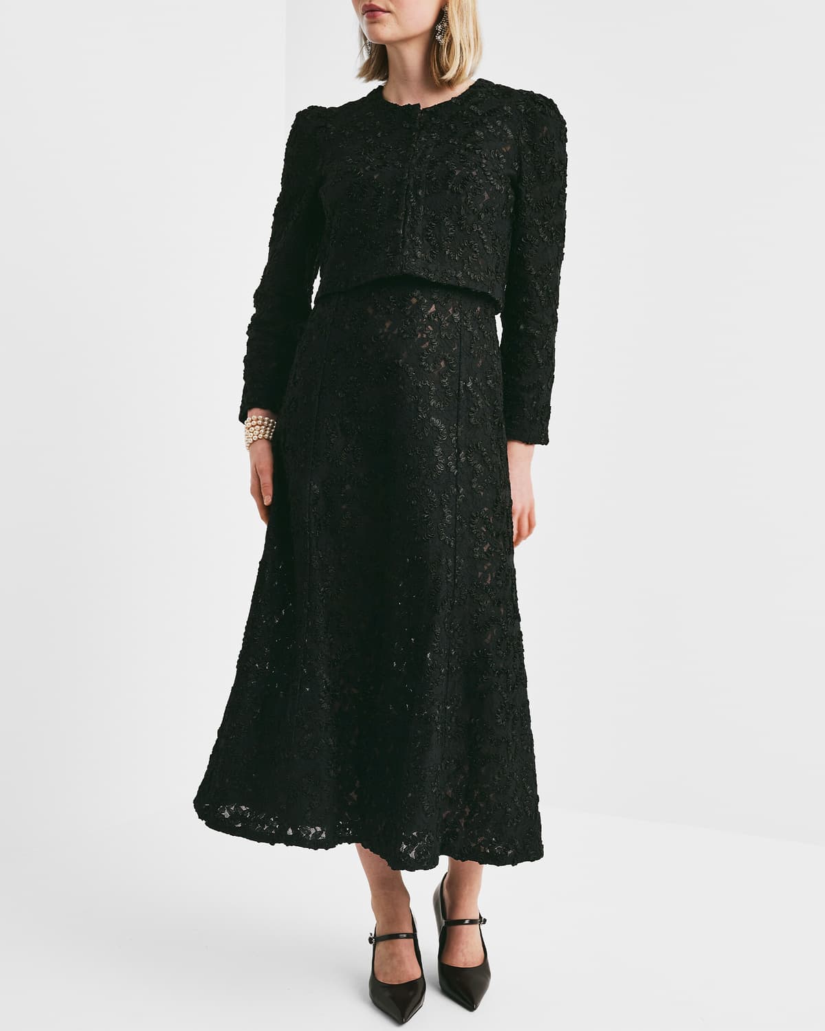 Embroidery Lace Jacket, Black. Image #2