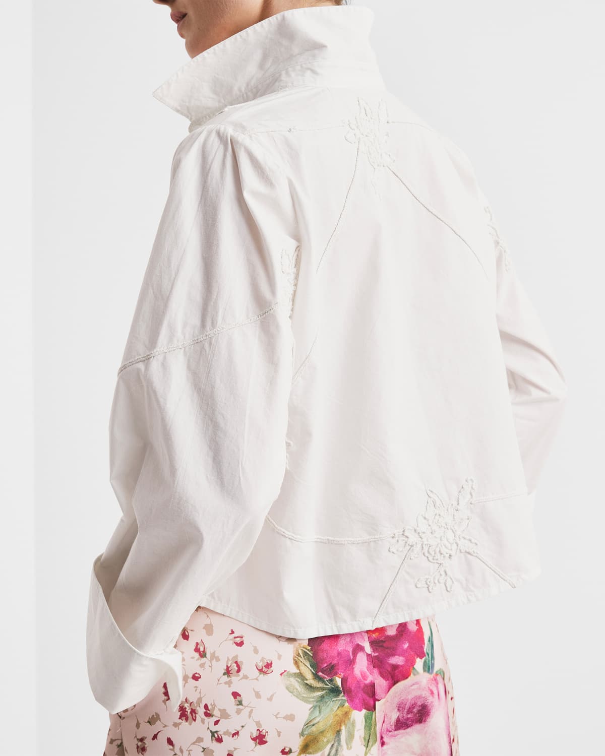 Embroidery Poplin Shirt, White. Image #4
