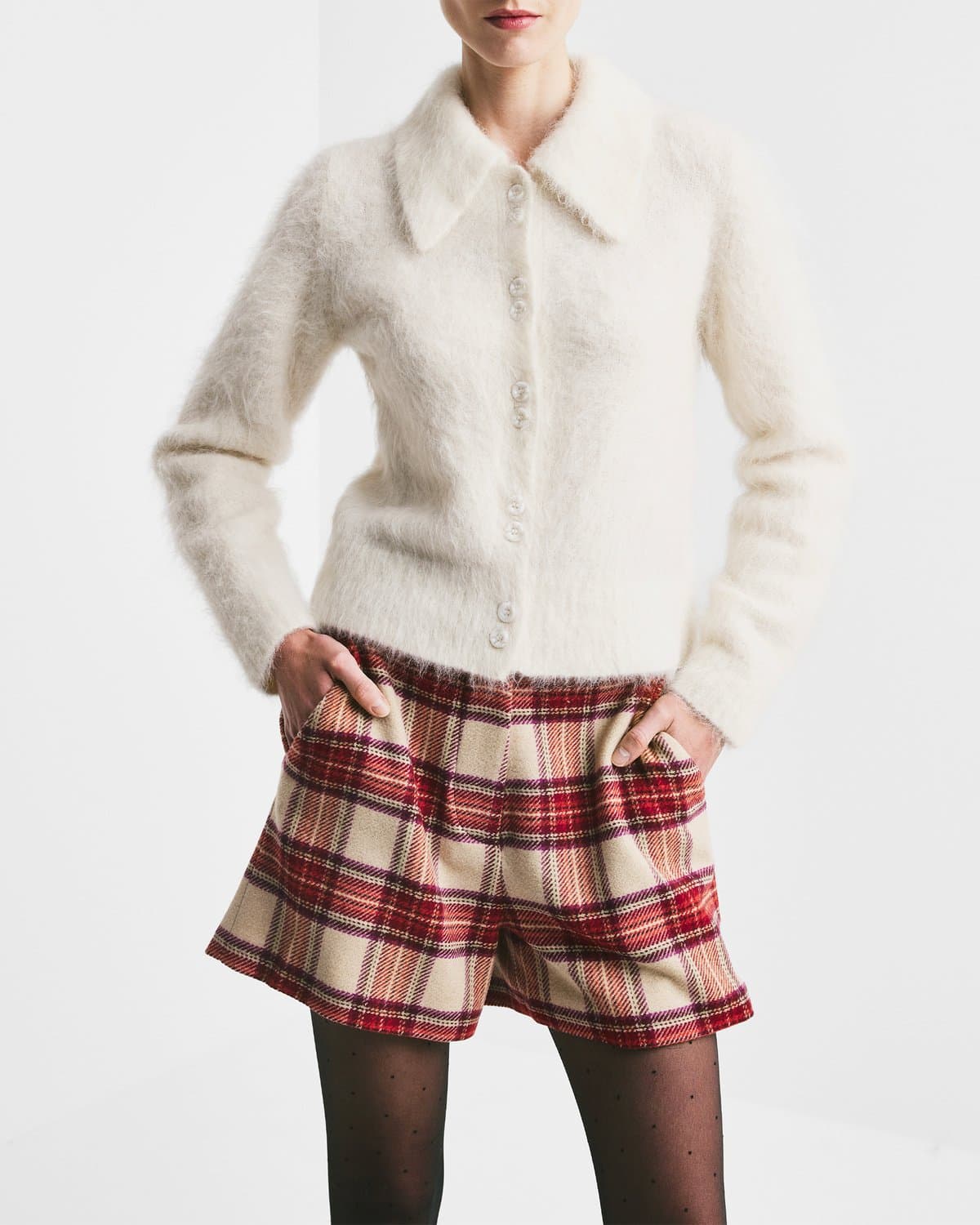 Hairy Knit Polo, Off White. Image #5