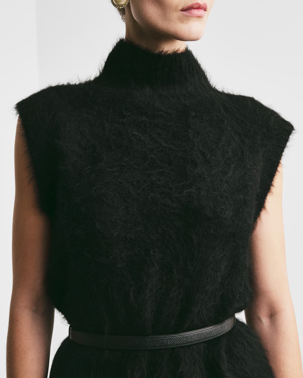 Hairy Knit Top, Black. Image #1