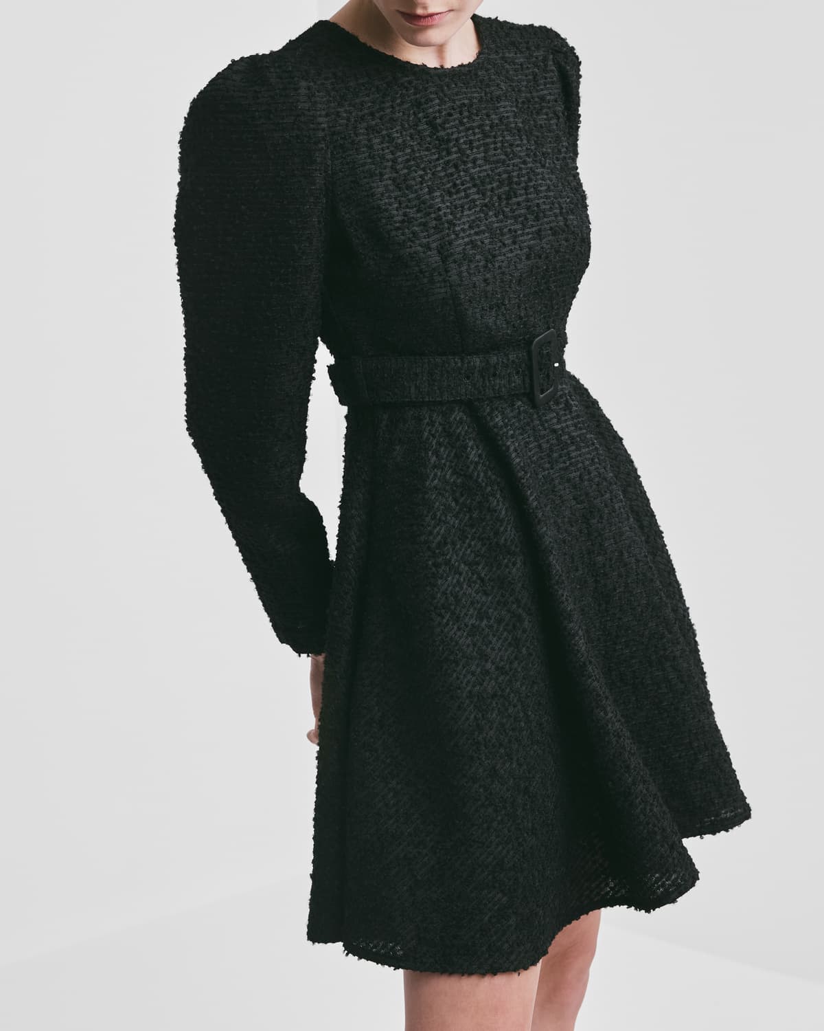 Bouclé Belt Dress, Black. Image #4